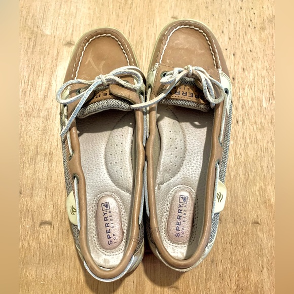 Sperry Angelfish Top Sider Tan Leather Slip On Boat Shoes Women's Size 6.5 - Picture 3 of 8
